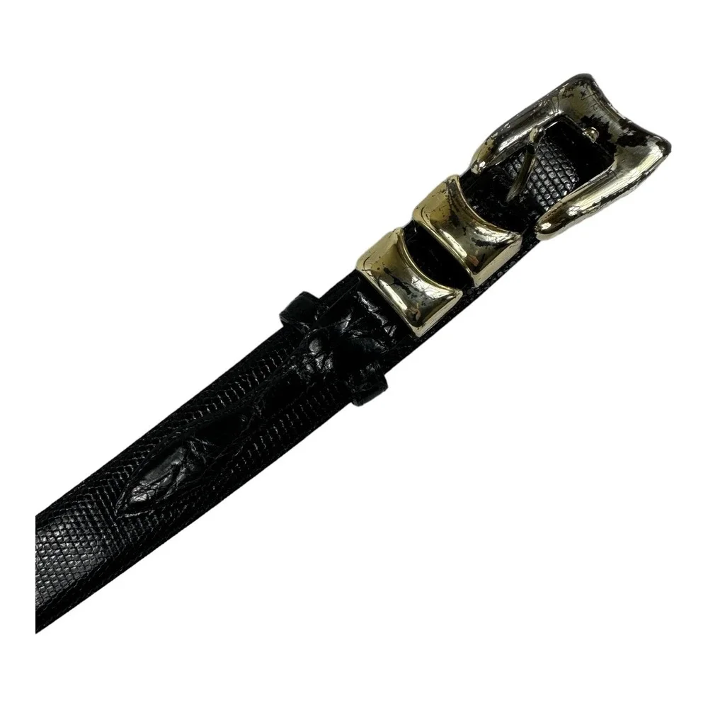 Neiman Marcus Mens Black Genuine Crocodile Lizard Belt Spain Size 38 M-2804-38